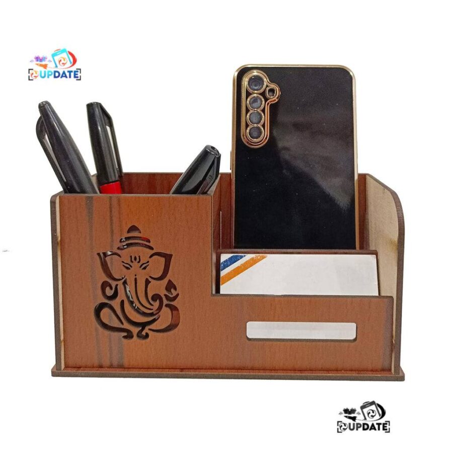 Vinayagar Design Pen Stand, Card Holder For Study Table