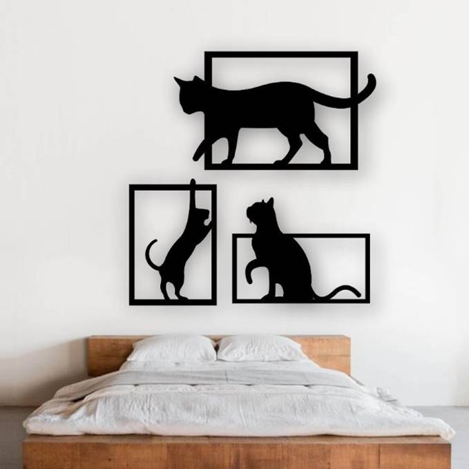 Cat-wall-decor-E0021385 (Size : 22 X 21 Inch)