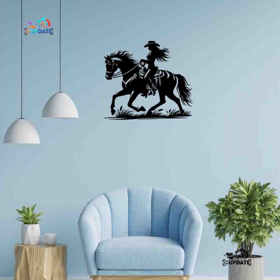 Cowgirl wall hanging decor -E0023370 (Size : 14 X 16 Inch)