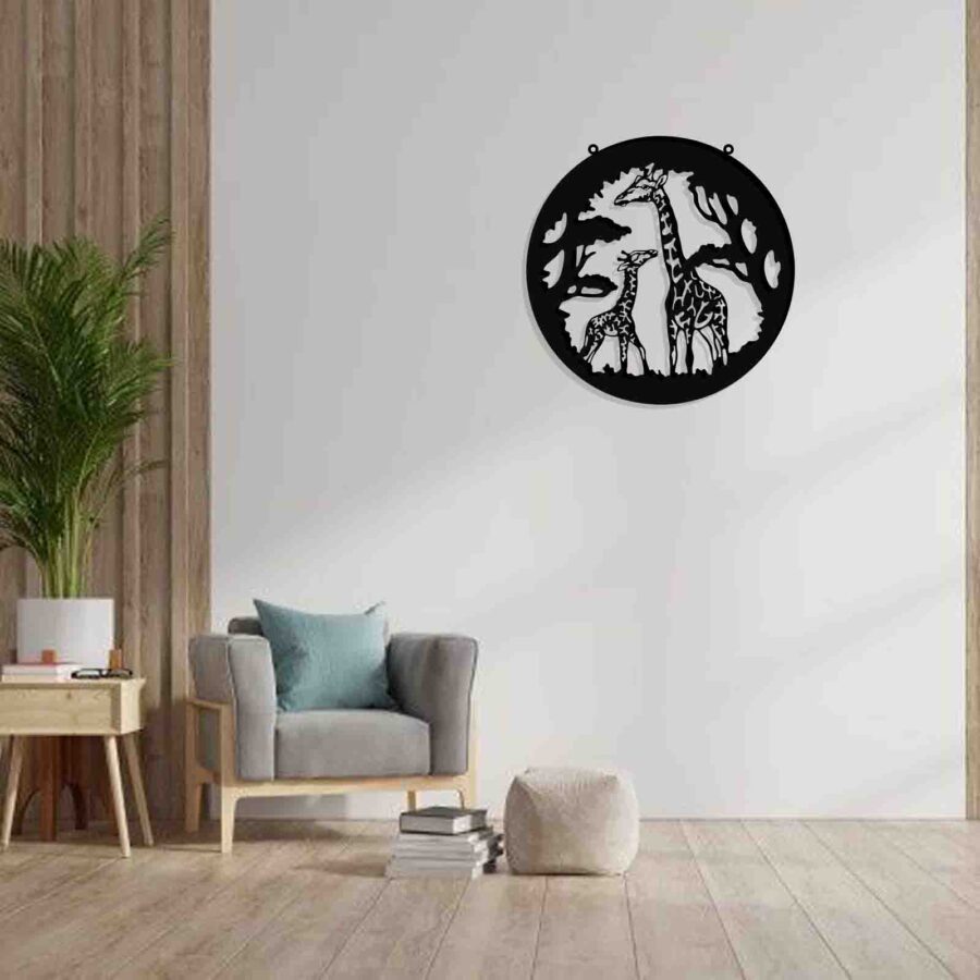 Giraffe-wall hanging decor -E0022081 (Size : 22 X 22 Inch)