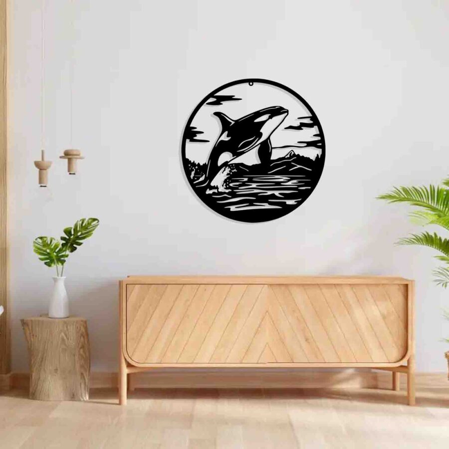 Killer whale-wall hanging decor -E0022079 (Size : 21 X 21 Inch)