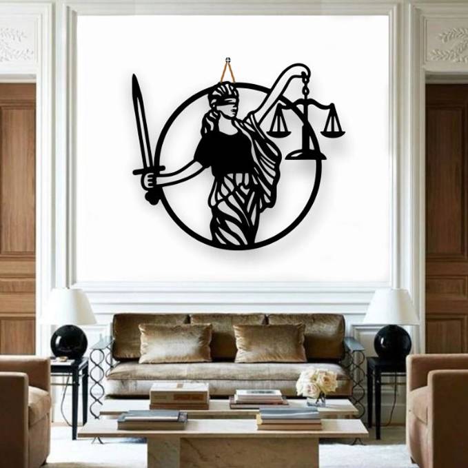 Lady justice wall hanging decor E0021326 (Size : 18 X 22 Inch)