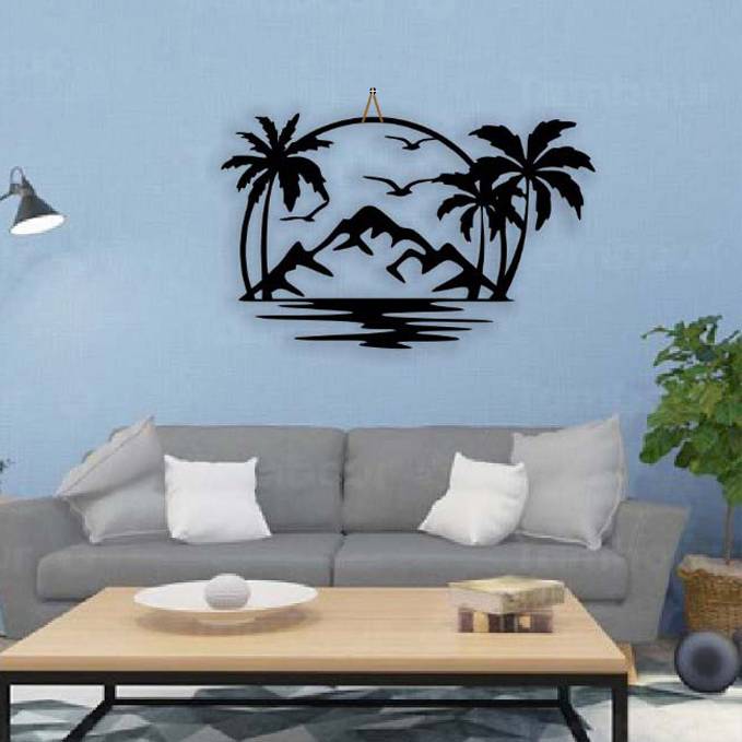 Palm tree wall decor hanging decor E0014751 (Size : 17 X 11 Inch)