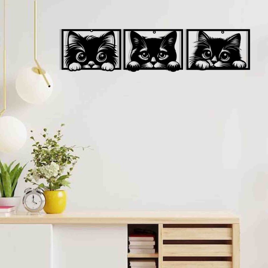Peeking cat-wall hanging decor-E00227753 (Size : 60 X 20 Inch)