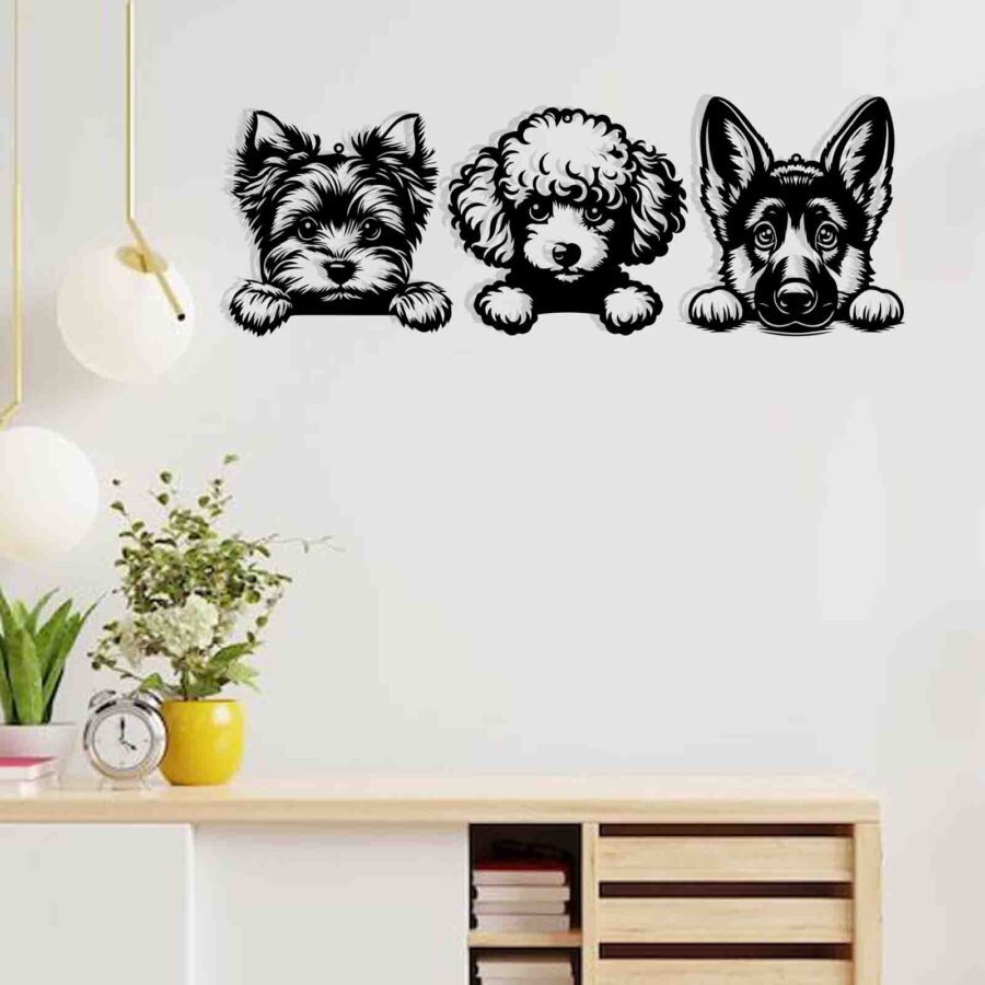 Peeking dog- wall hanging decor-E0022777(Size : 60 X 22 Inch)