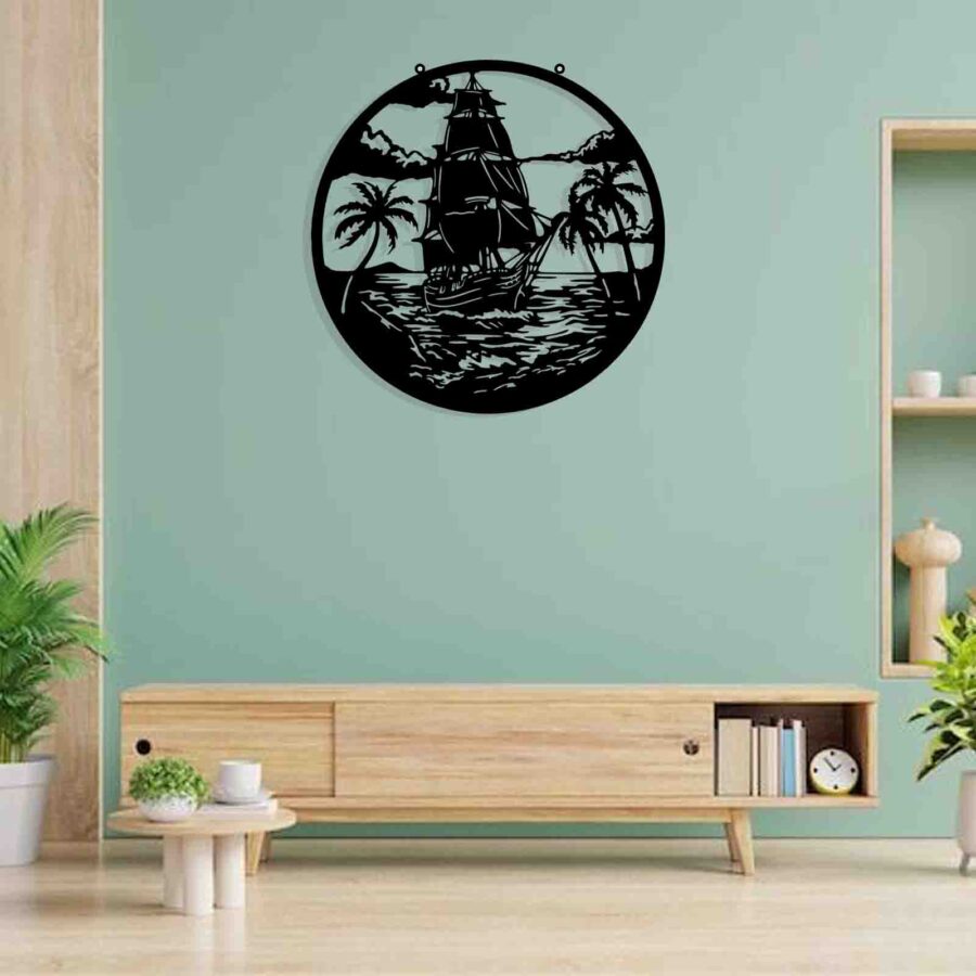 Sailboat-wall hanging decor -E0022078 (Size : 23 X 23 Inch)