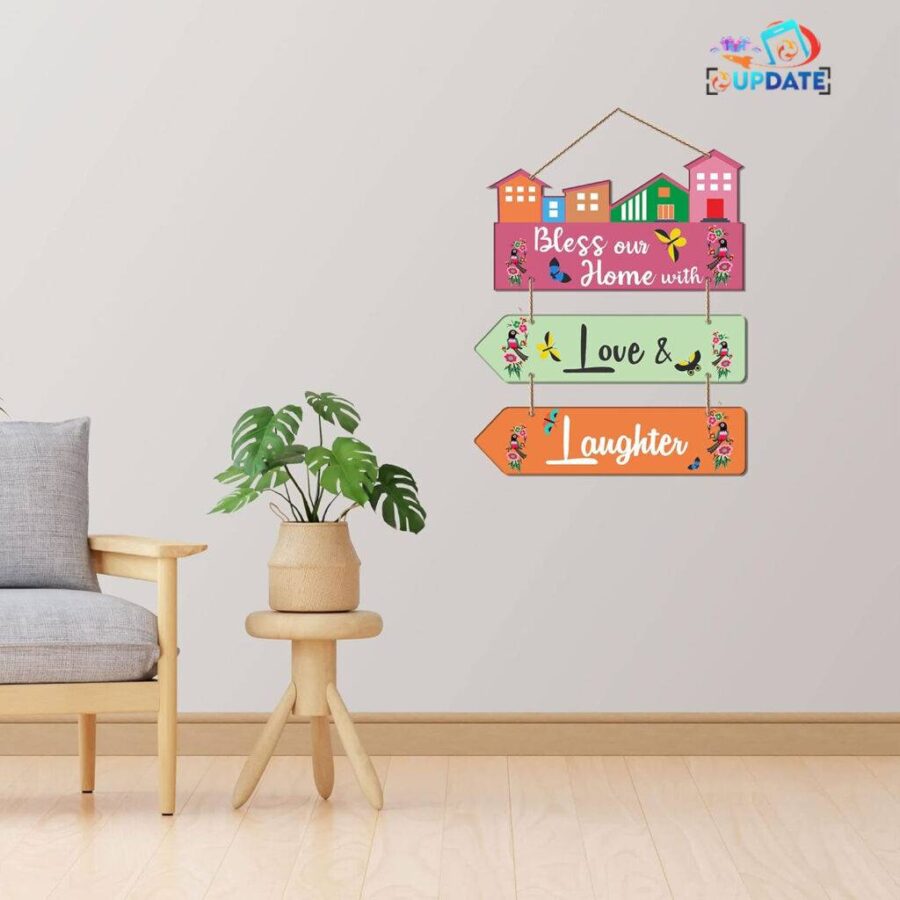 Bless Our Home  with love & laughter – Personalized Welcome Name Board (Sublimation Print Or Photo Print Available)