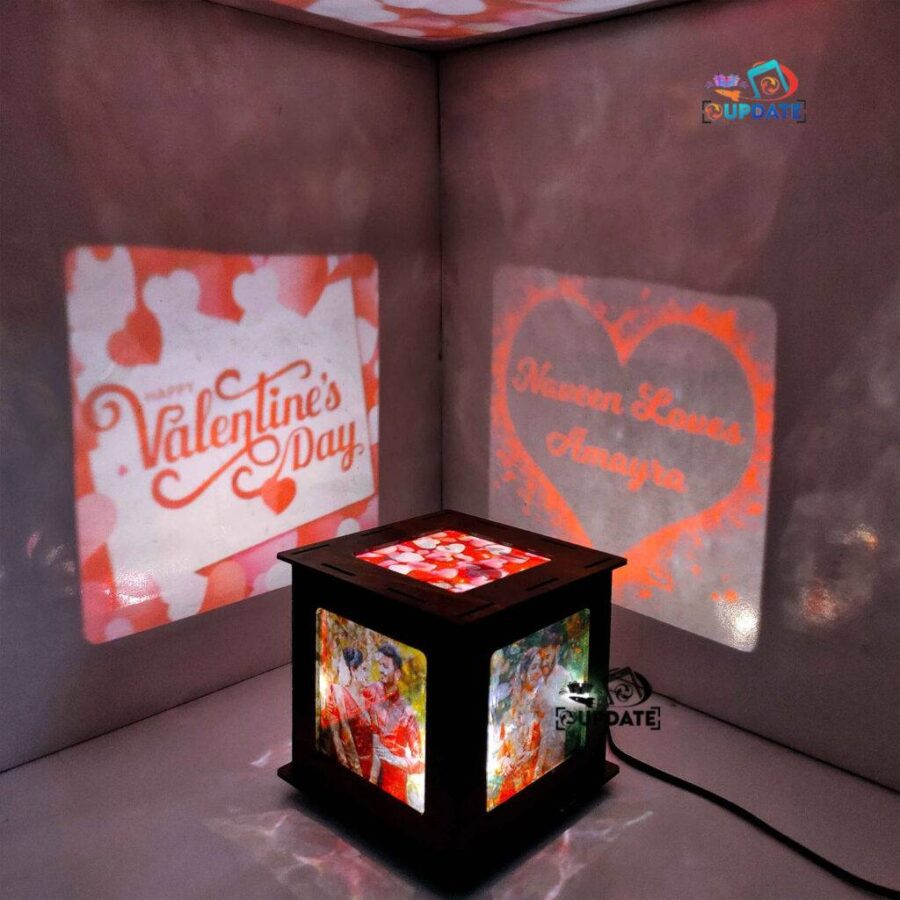 4 x 6 shadow Box Sublimation print Personalized Rotating lamp with 5 Photos ( 4 x 6 inch)