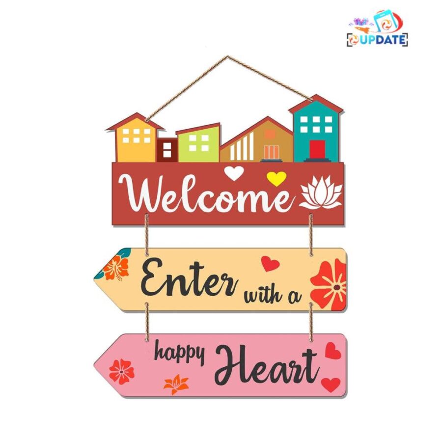welcome enter with the happy heart – Personalized Welcome Name Board (Sublimation Print Or Photo Print Available)