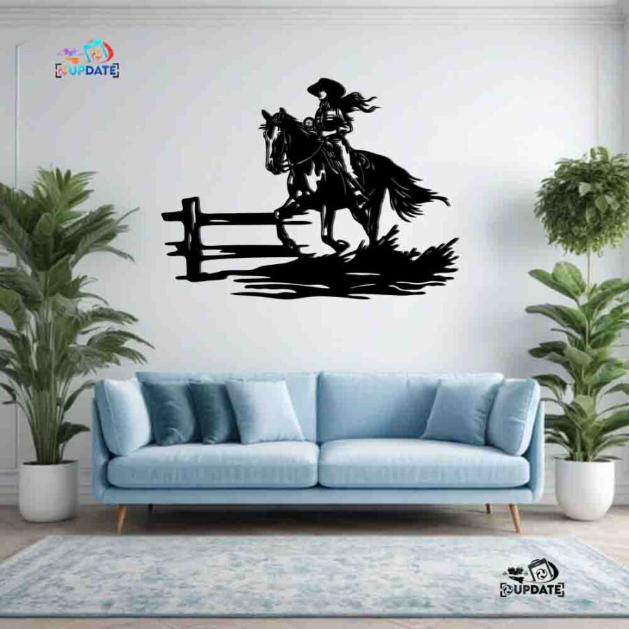 Cowgirl-wall hanging decor-E0022829 (Size : 22 x 16 Inch)