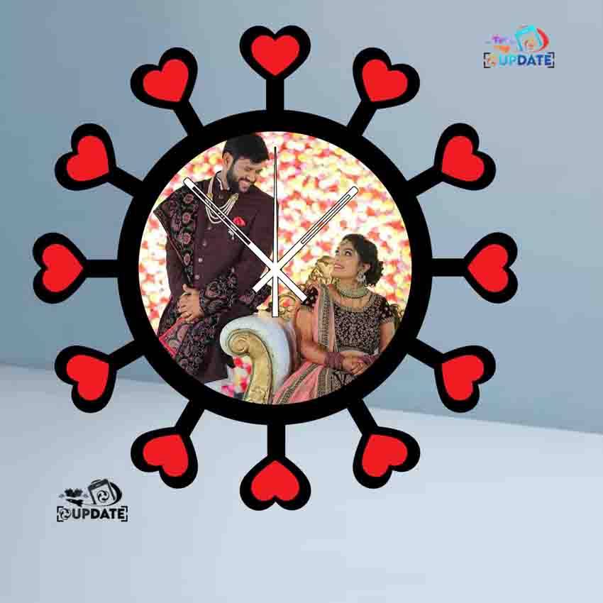 WC0027  Romantic Heartburst sublimation mdf Photo Wall Clock