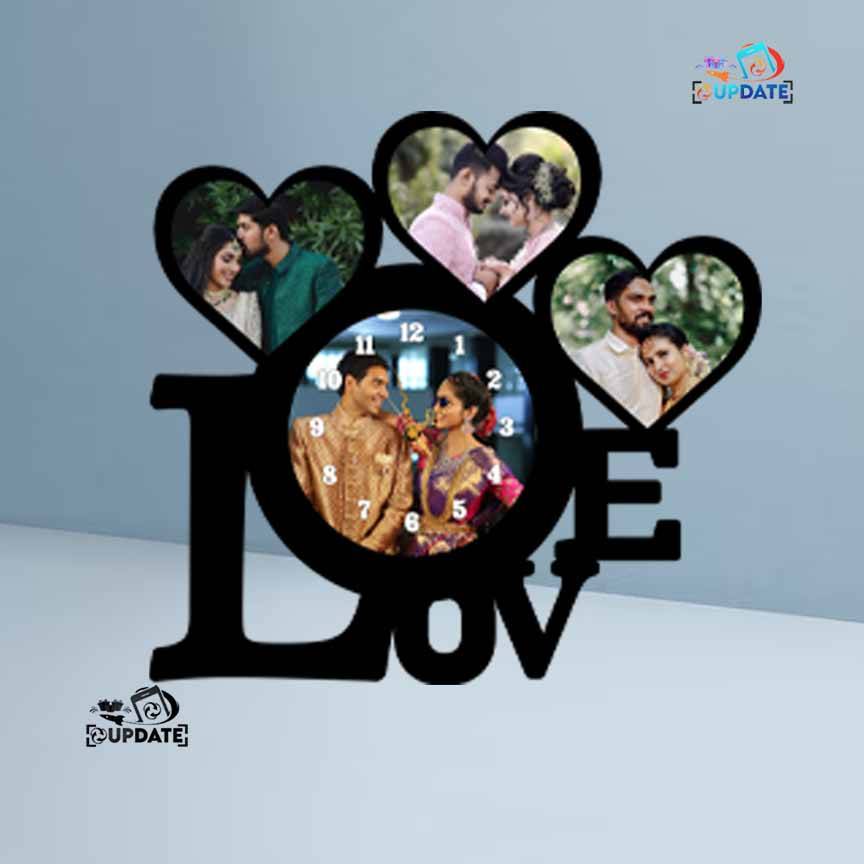 WC0037 –LOVE Forever Heart Collage sublimation Mdf Wall Clock