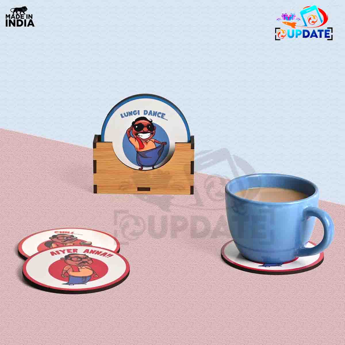 Desi Dose – Humorous Character- MDF Sublimation Coaster Set of 6 pcs 01 18 900x900