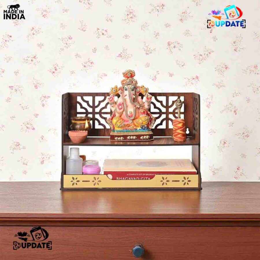 Sacred Bloom – MDF Pooja Temple Stand