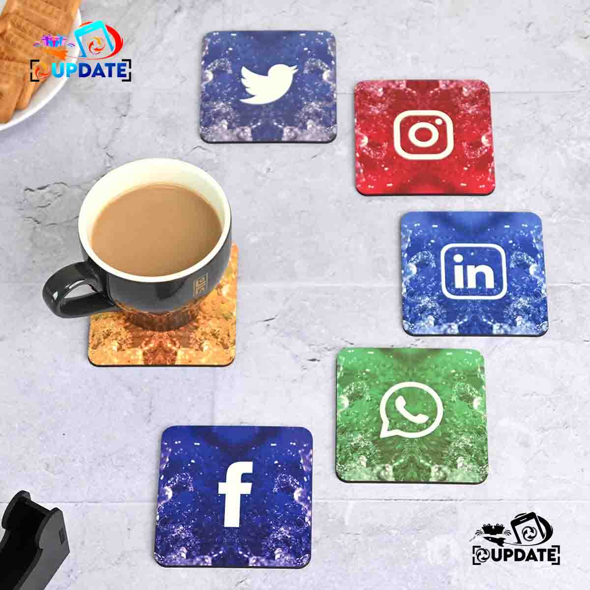 Social Buzz- MDF Sublimation Coaster Set of 6 pcs 01 8 900x900