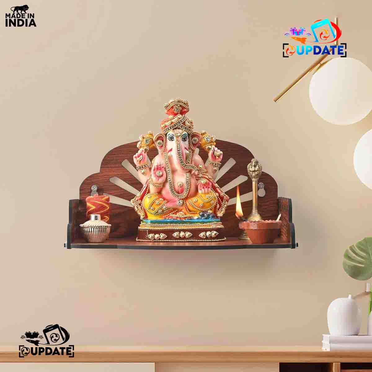 Om Aura – MDF Pooja Shelf with Cutwork Back 02 36 900x900
