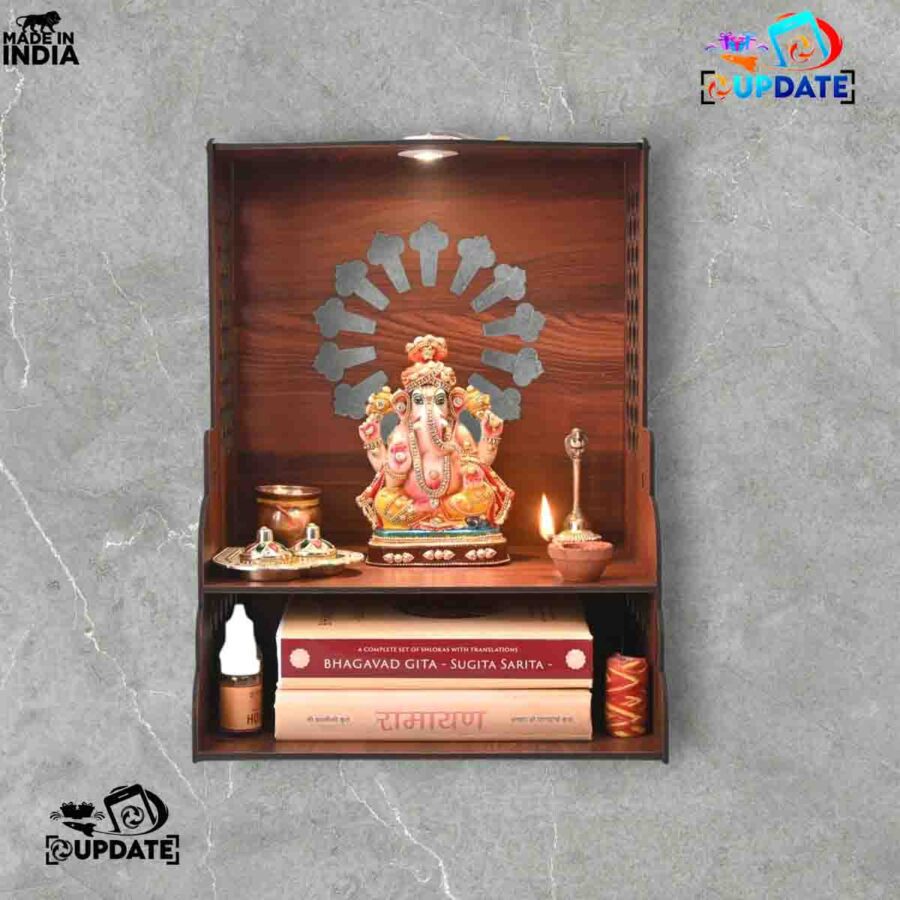 Divine Layers – Two-Tier MDF Pooja Shelf