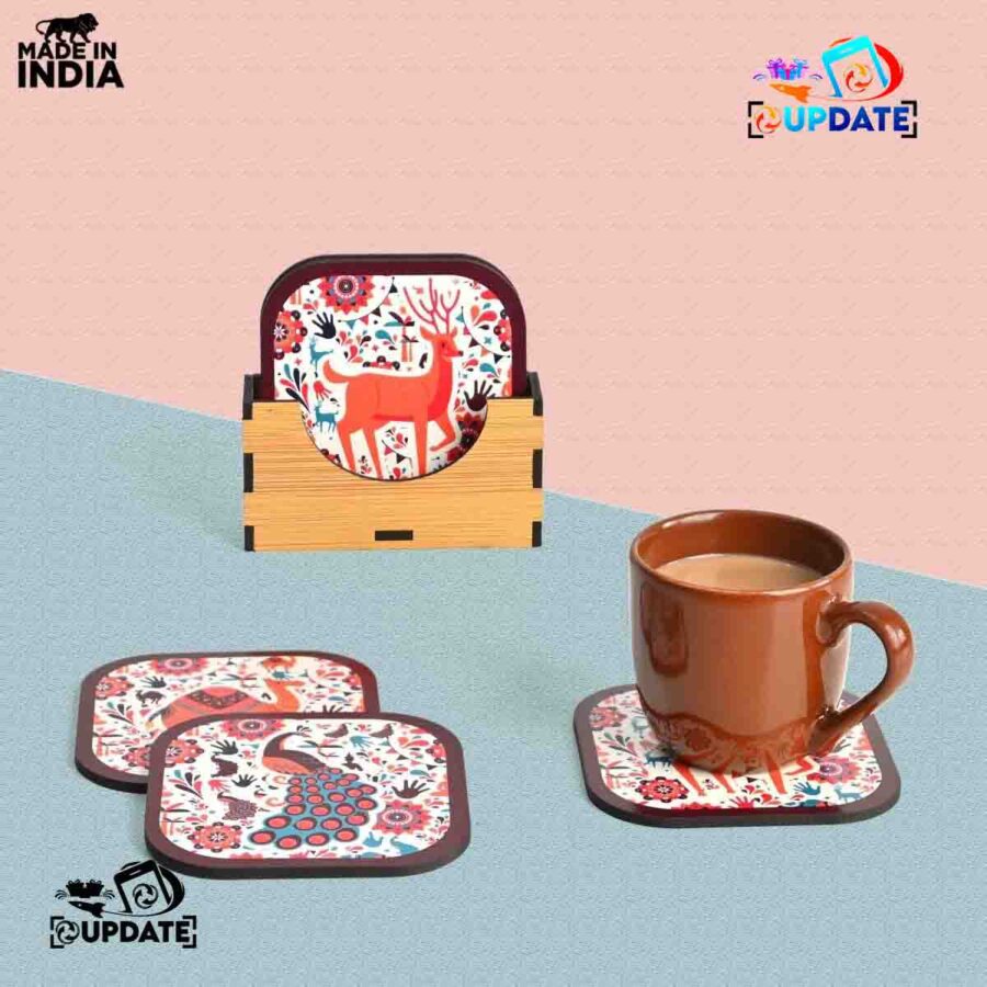 Pebble Pop – Artistic Stone-Texture- MDF Sublimation Coaster Set of 6 pcs