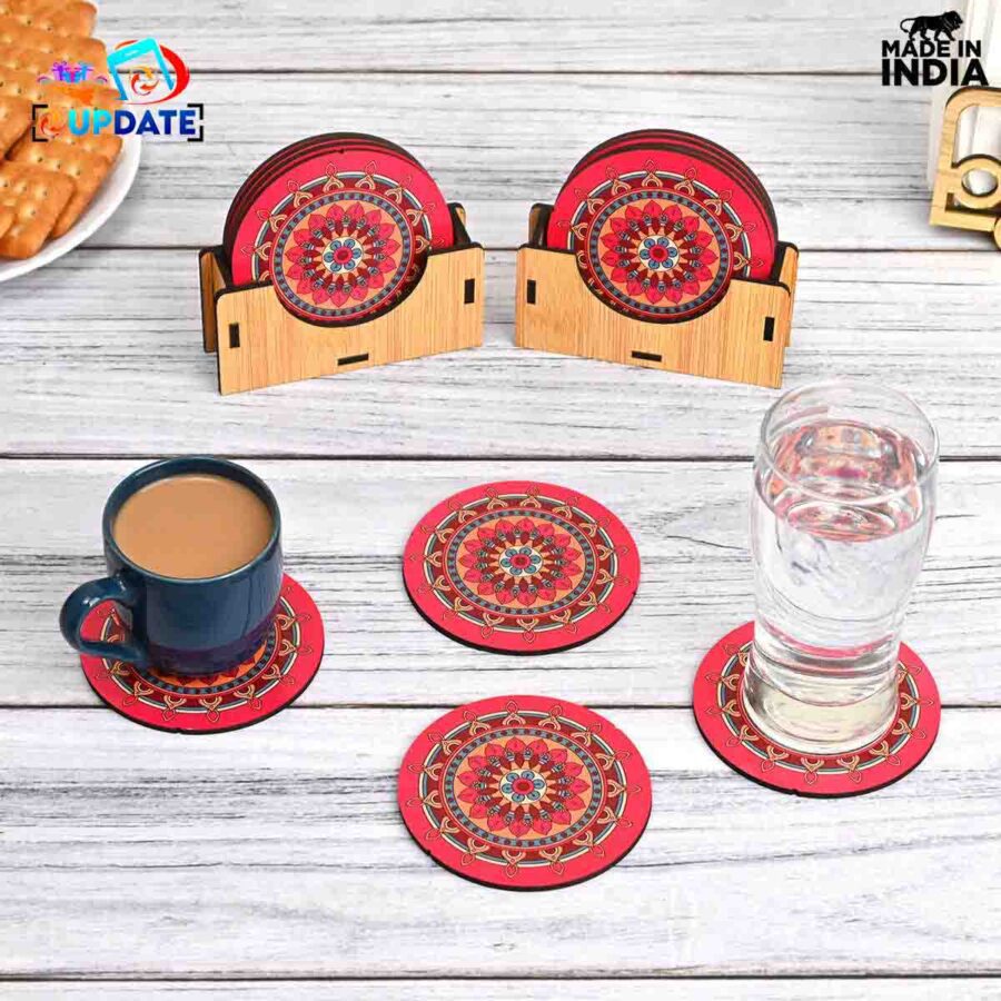 Mandala Muse – Ornate Round- MDF Sublimation Coaster Set of 12 pcs