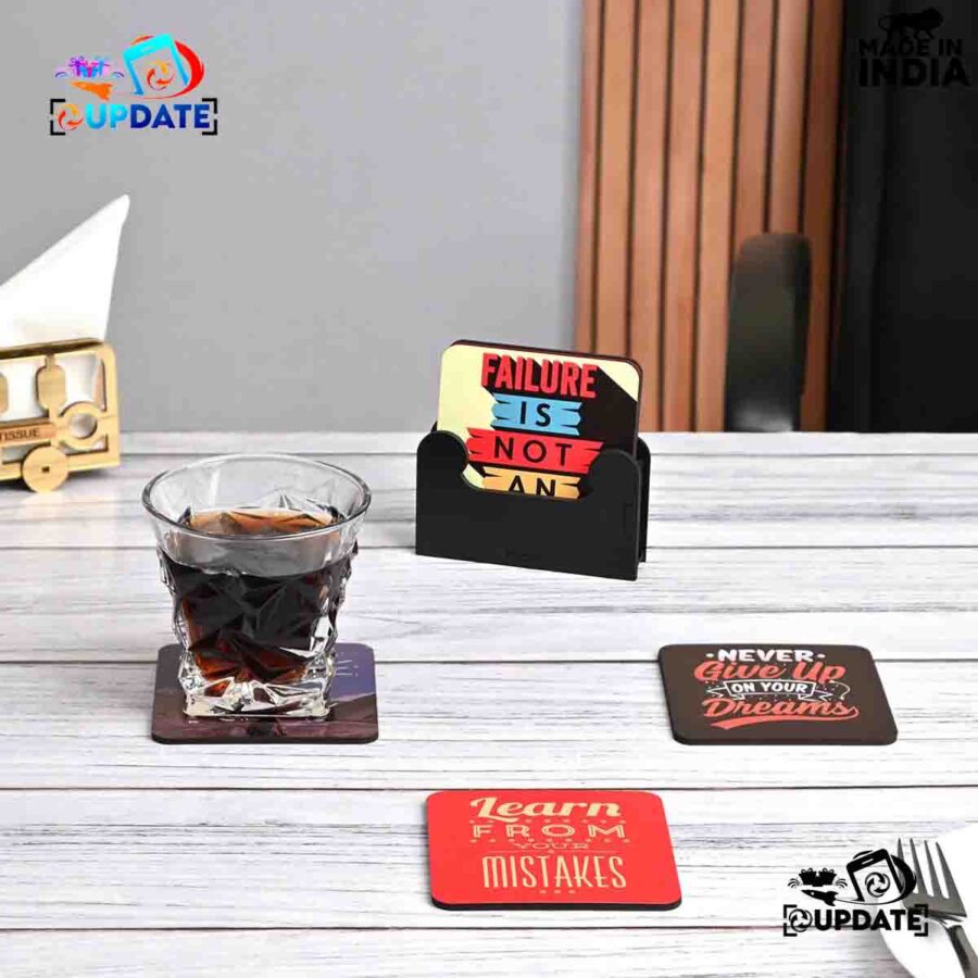 Sip & Inspire – Motivational Quote- MDF Sublimation Coaster Set of 6 pcs