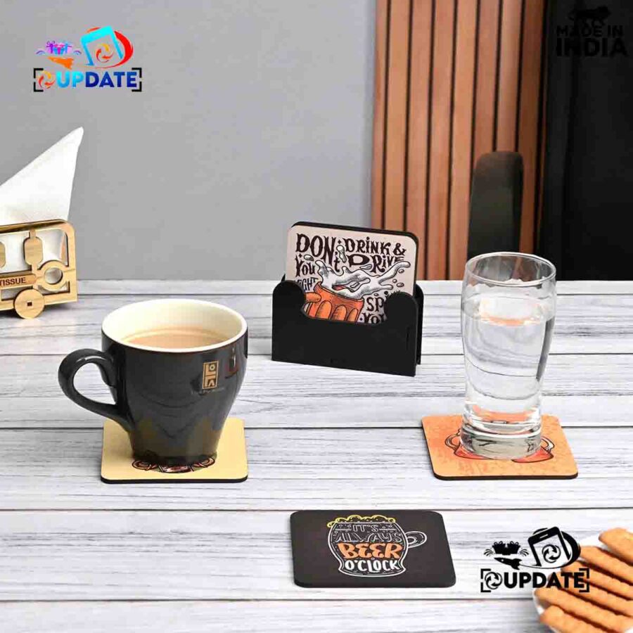 Beer  Themes- Beer Quotes- MDF Sublimation Coaster Set of 6 pcs