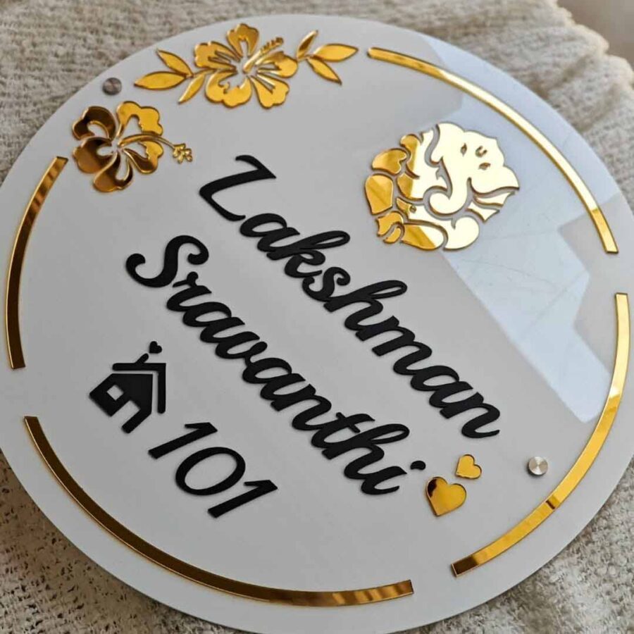 UHNB0015- Regal Edge – Black & Gold Acrylic House Name Board