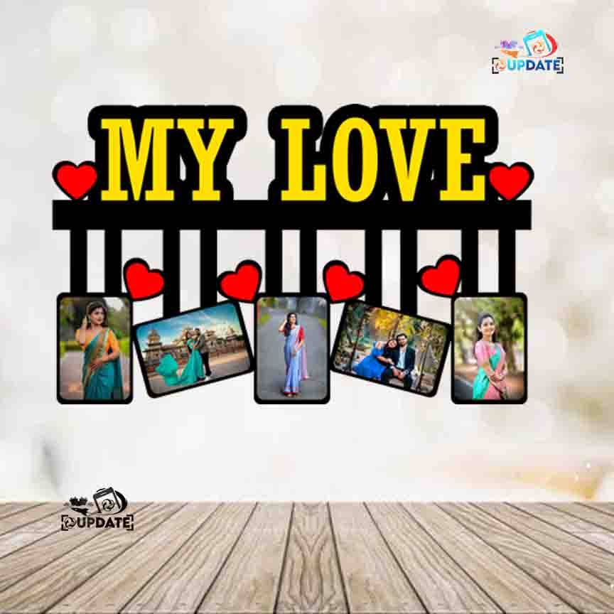 UWHF 0023 "My Love – Hanging Hearts Collage Frame MDF Sublimation print