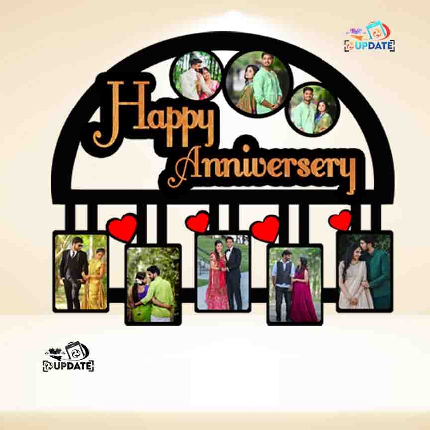 UWHF-0089 “Happy Anniversary” Arch Collage" – wall Hanging Sublimation MDF Frame