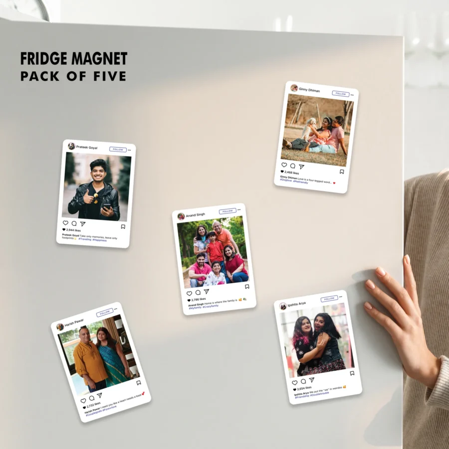 Mdf Sublimation print fridge magnet Insta Charm Photo (Size 6x7 cm) set of 5 Pcs