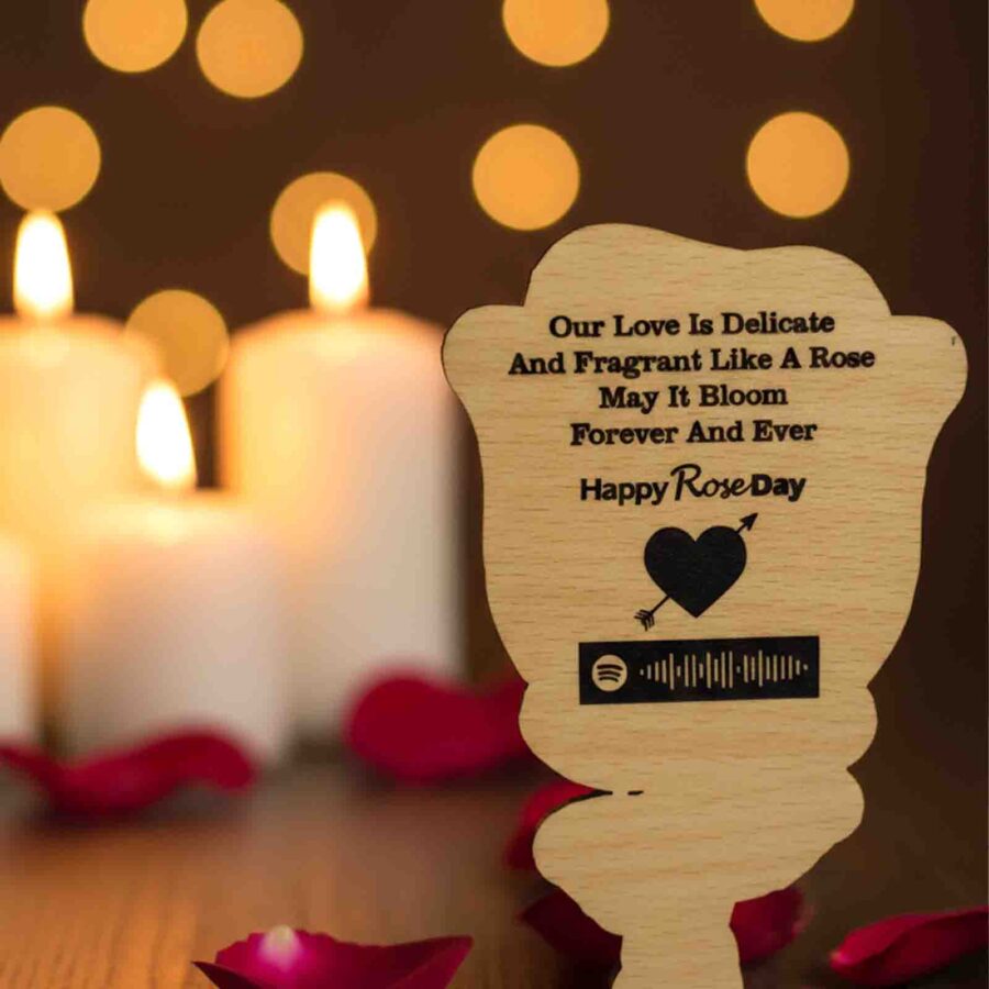 love rose with photo, quotes & spotify code mdf rose "love in layers"